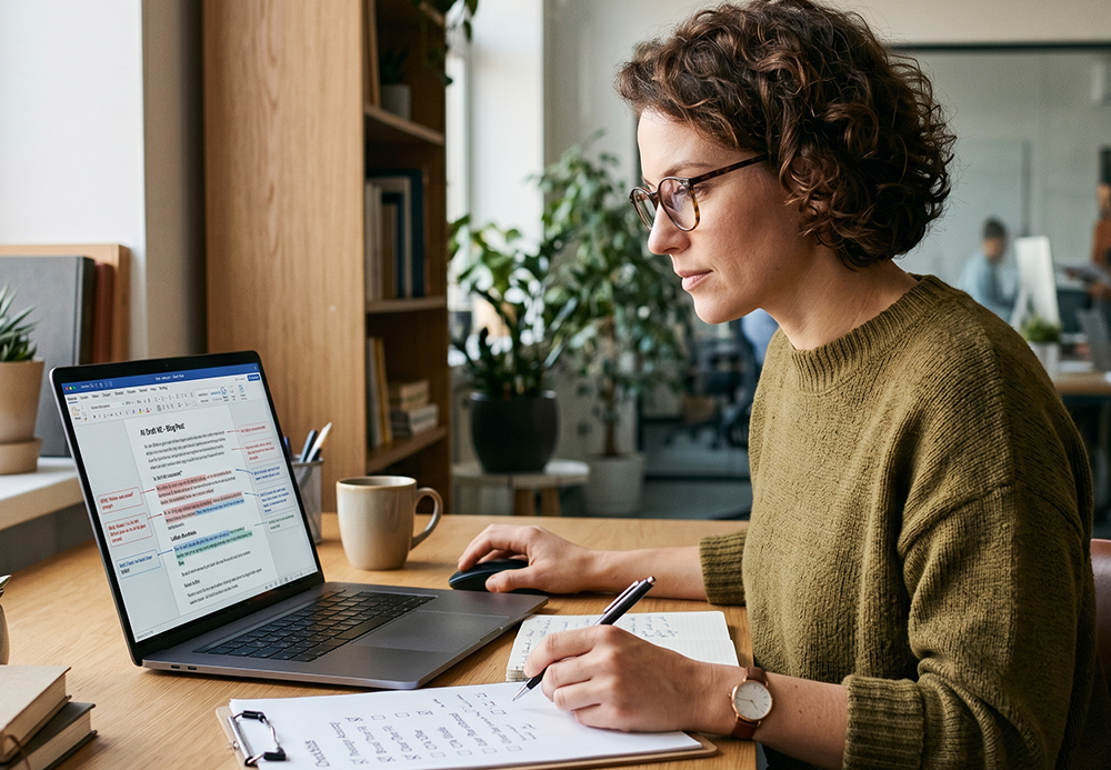 Small business team reviewing AI website updates before publishing
